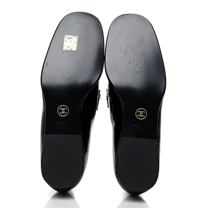 Chanel Patent Calfskin CC Chain Mocassin Loafers 37.5 Black 5 of 7