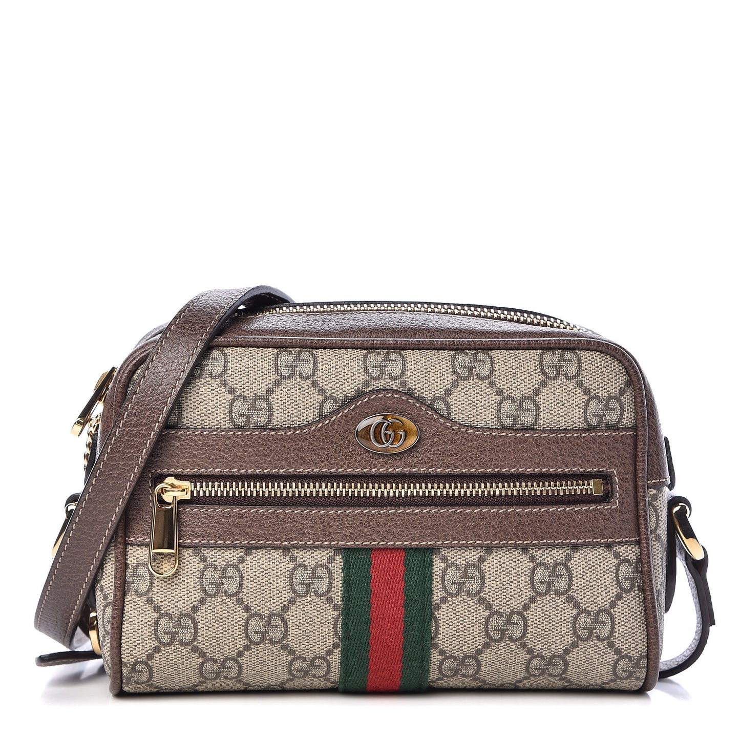 GG Supreme Monogram Web Mini Ophidia Shoulder Bag Brown