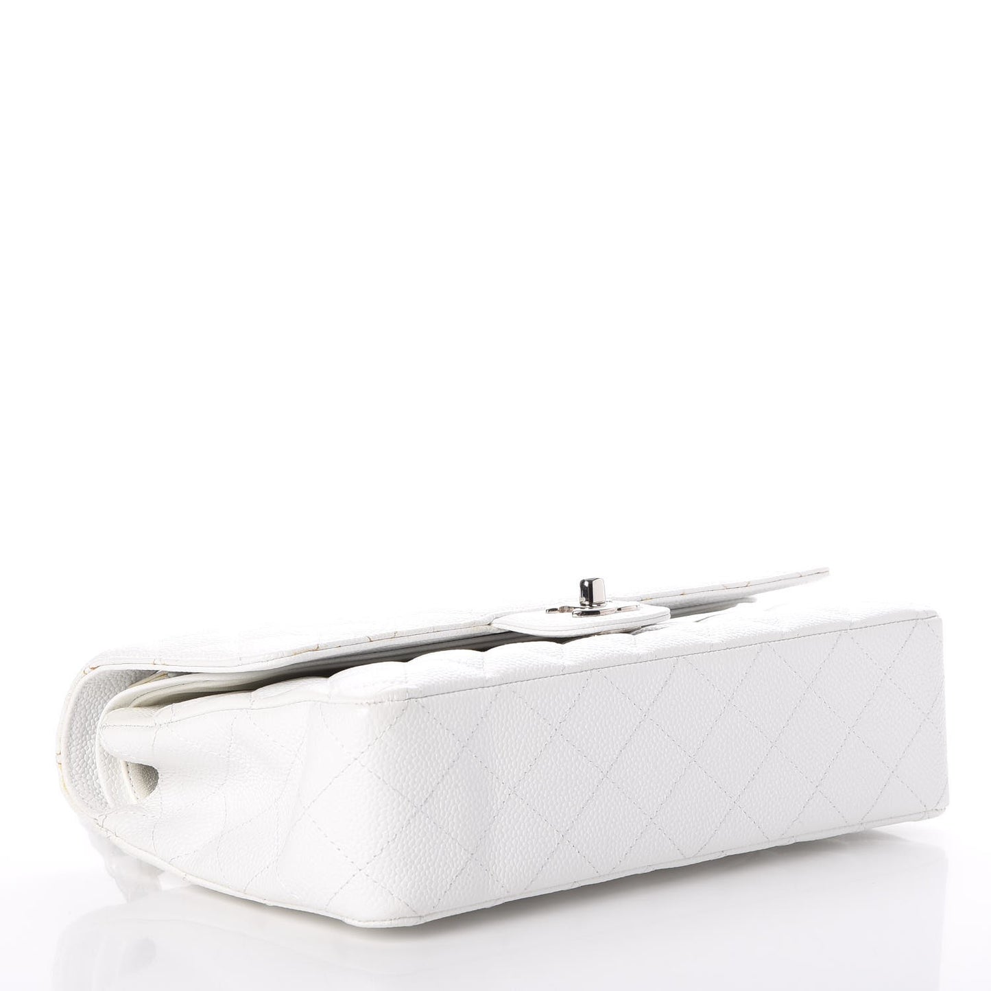 Caviar Quilted Medium Double Flap White