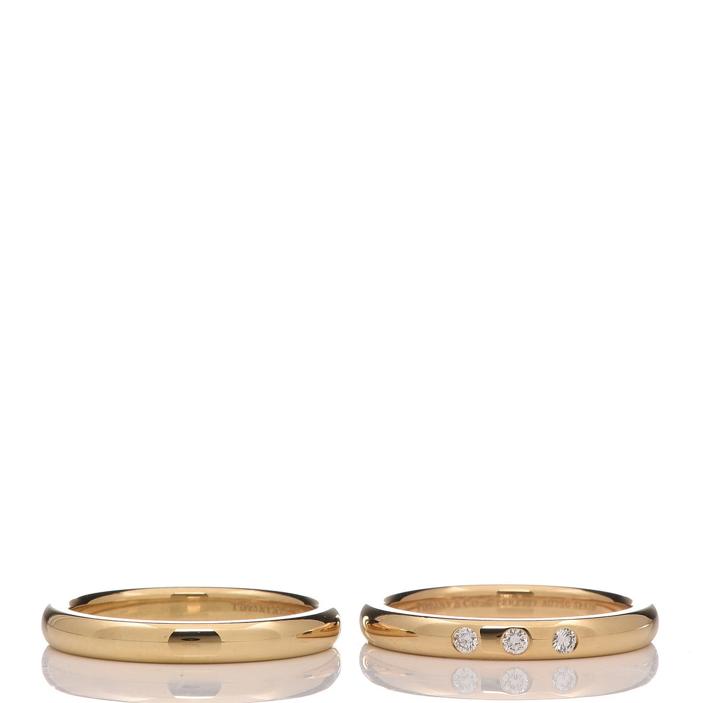 18K Yellow Gold Diamond Stacking Rings Set of Two 53 6.5