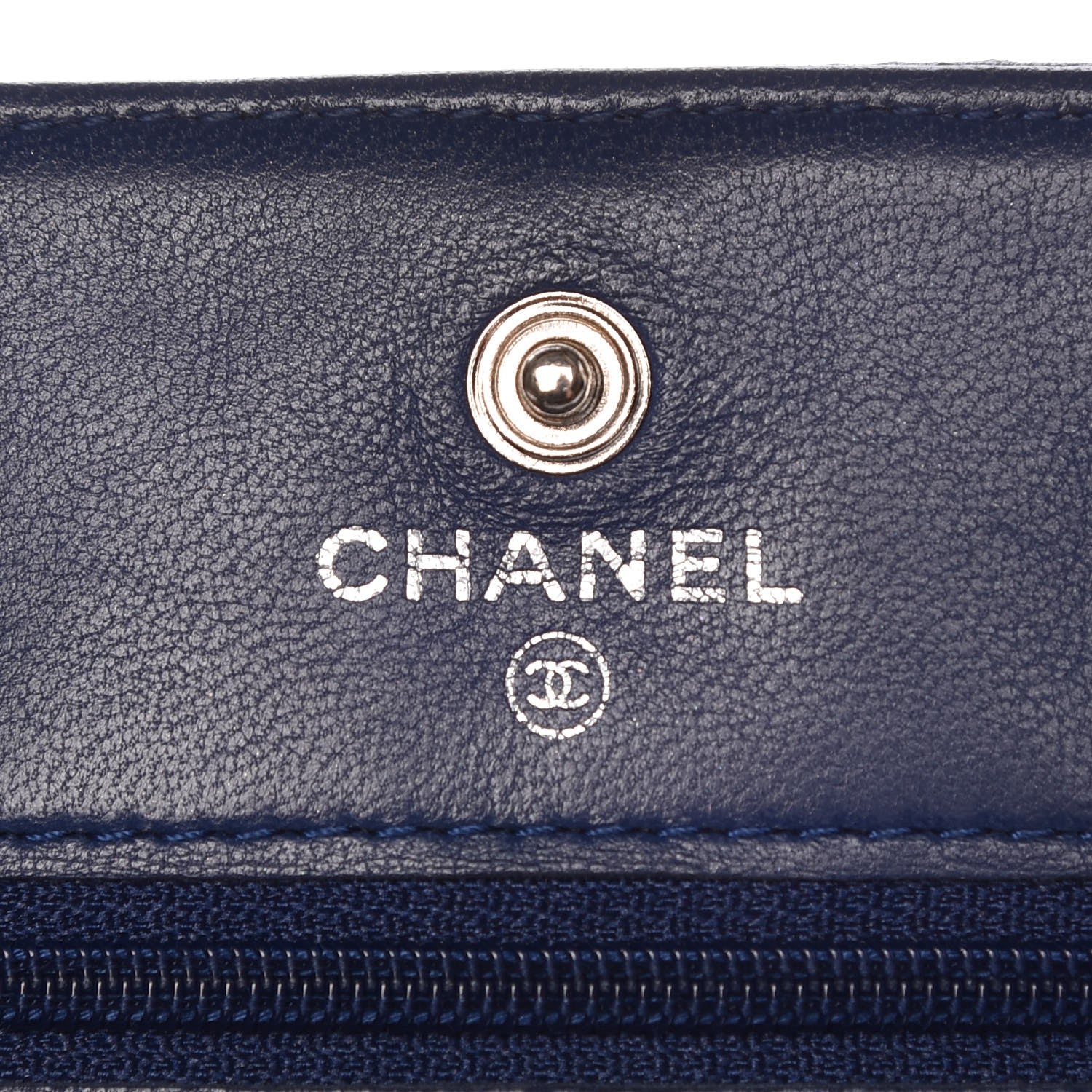Chanel Perforated Lambskin Quilted Wallet On Chain WOC Blue 5 of 8