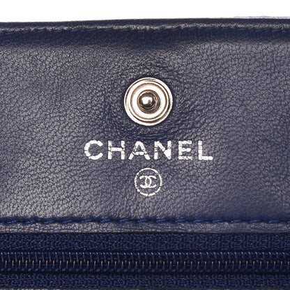 Chanel Perforated Lambskin Quilted Wallet On Chain WOC Blue 5 of 8