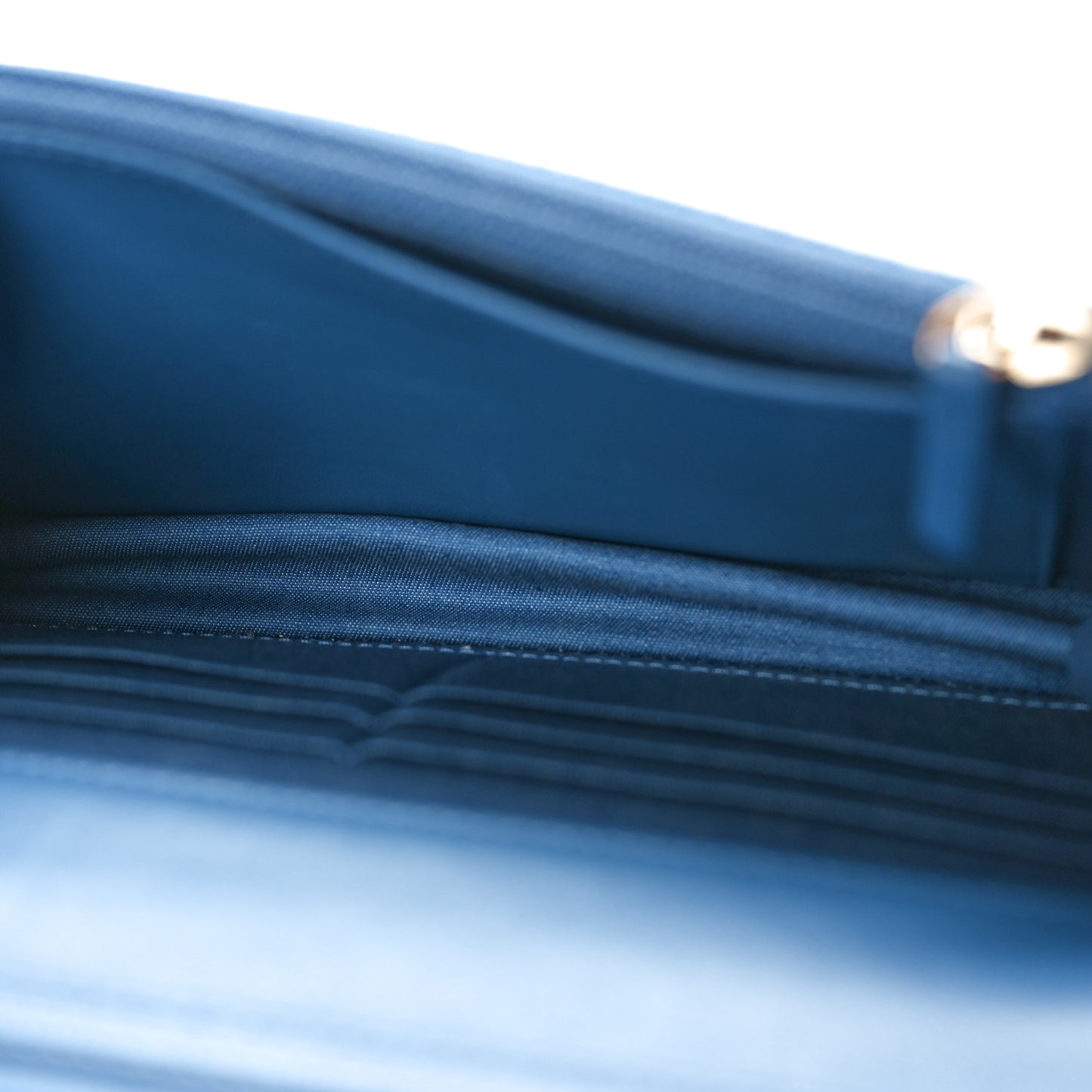 Denim Quilted CC Pearl Crush Wallet on Chain WOC Blue