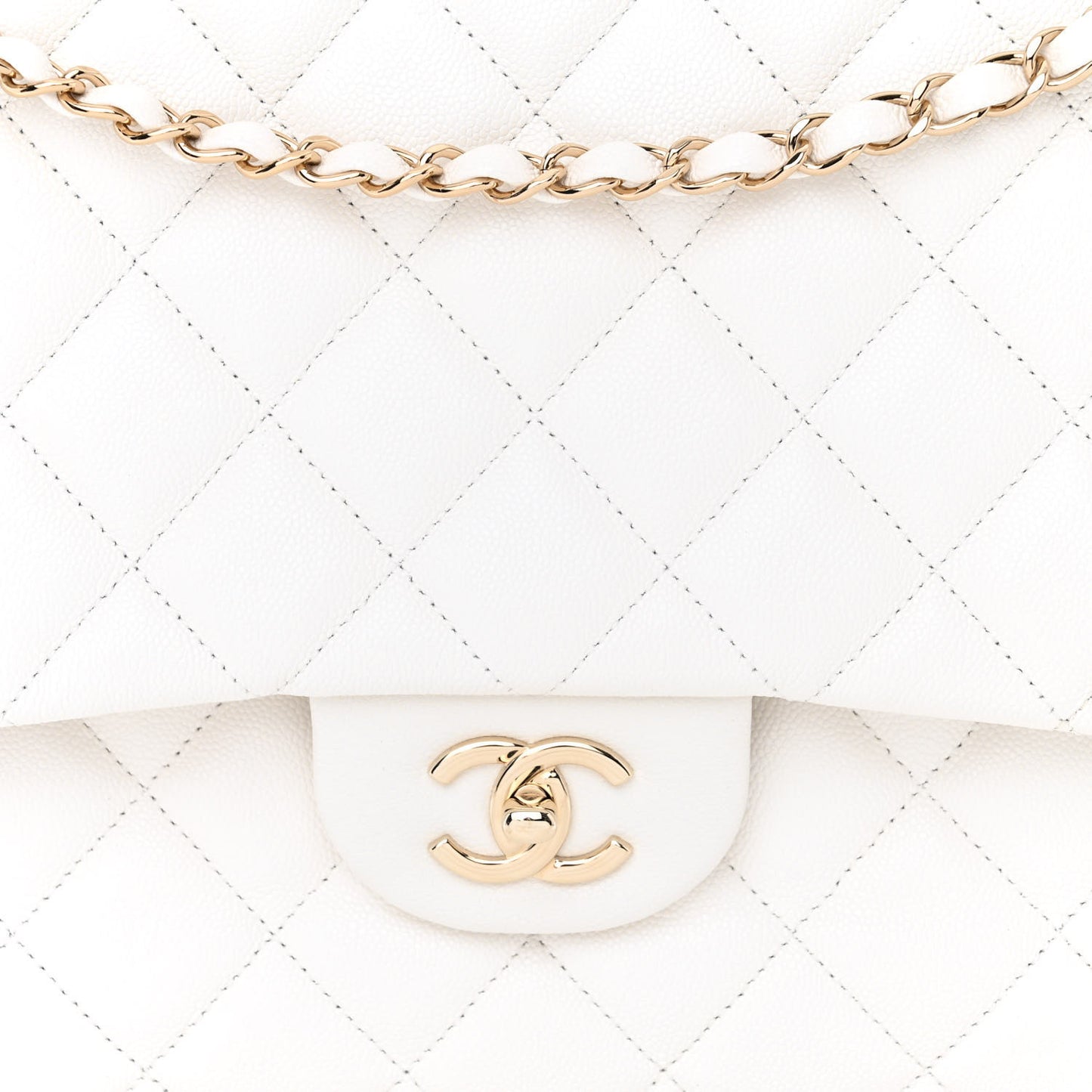Caviar Quilted XXL Travel Flap Bag White