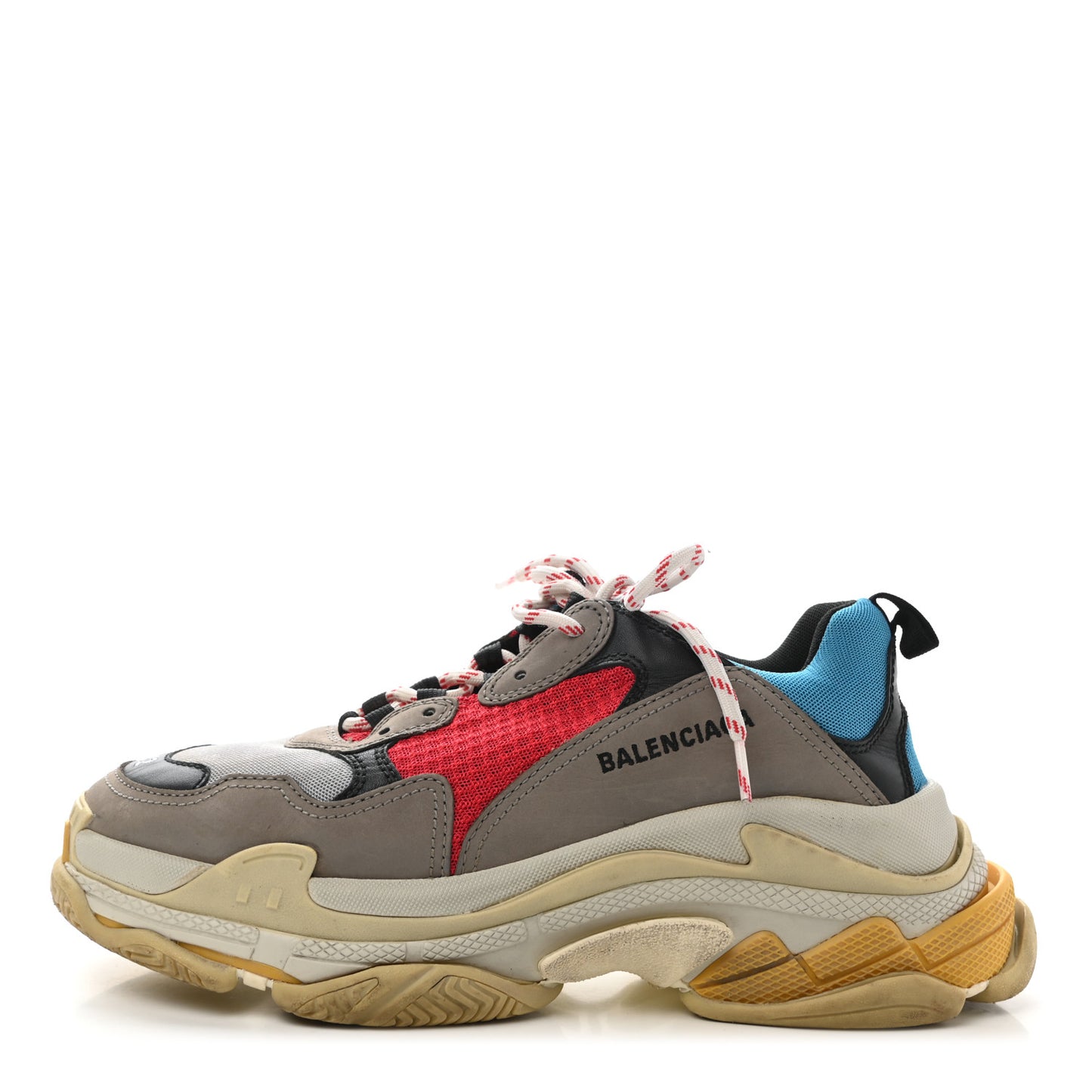 Mesh Nubuck Mens Triple S Sneakers 42 Bleu Gris Rouge