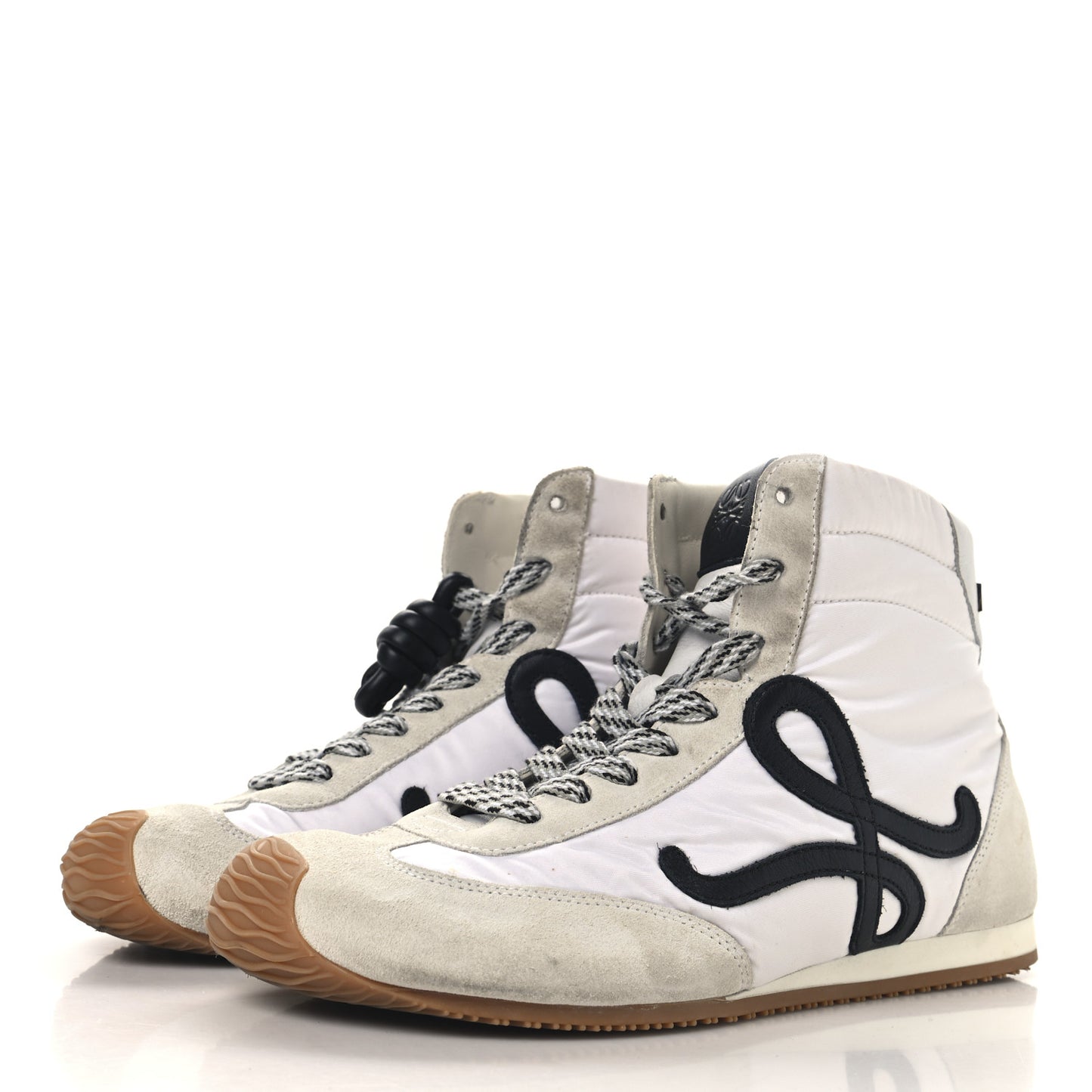 Nylon Suede Flow Runner High Top Sneakers 38 White Black