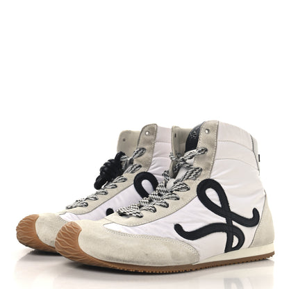 Loewe Nylon Suede Flow Runner High Top Sneakers 38 White Black 4 of 10
