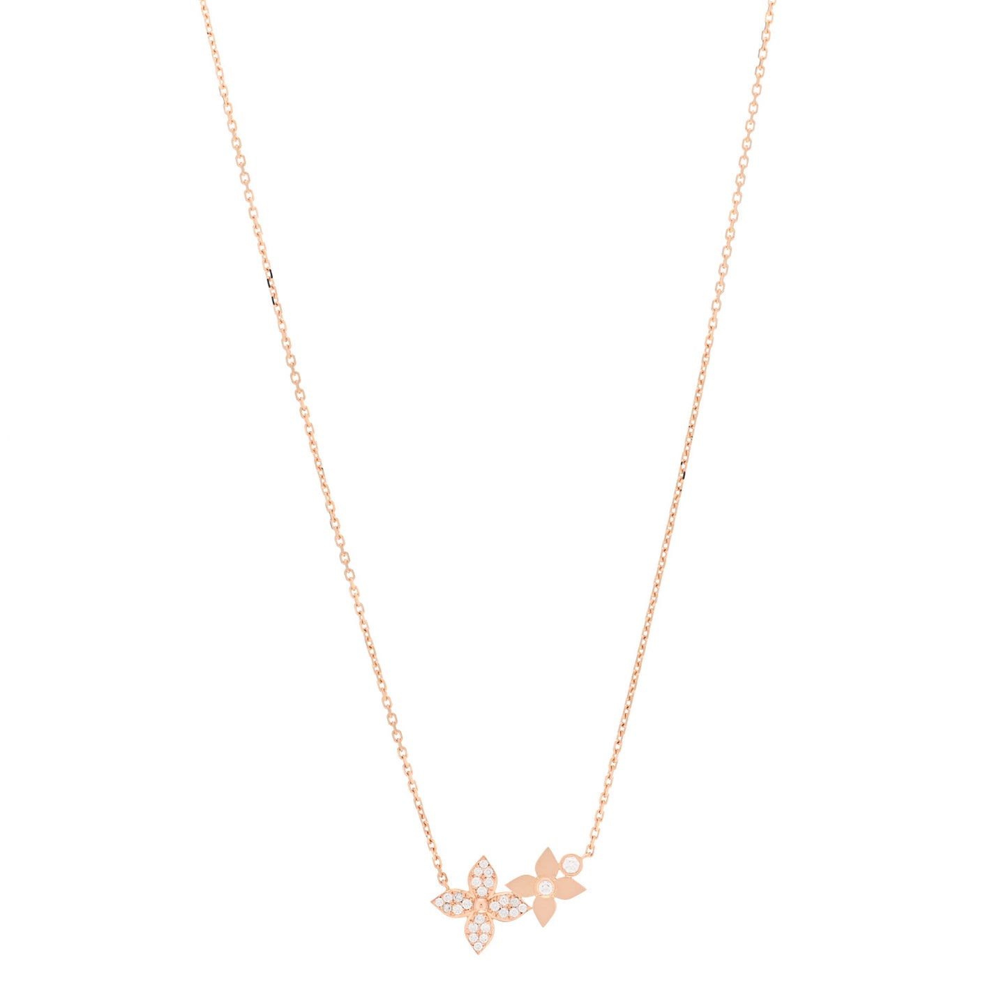 18K Pink Gold Diamond Star Blossom Necklace