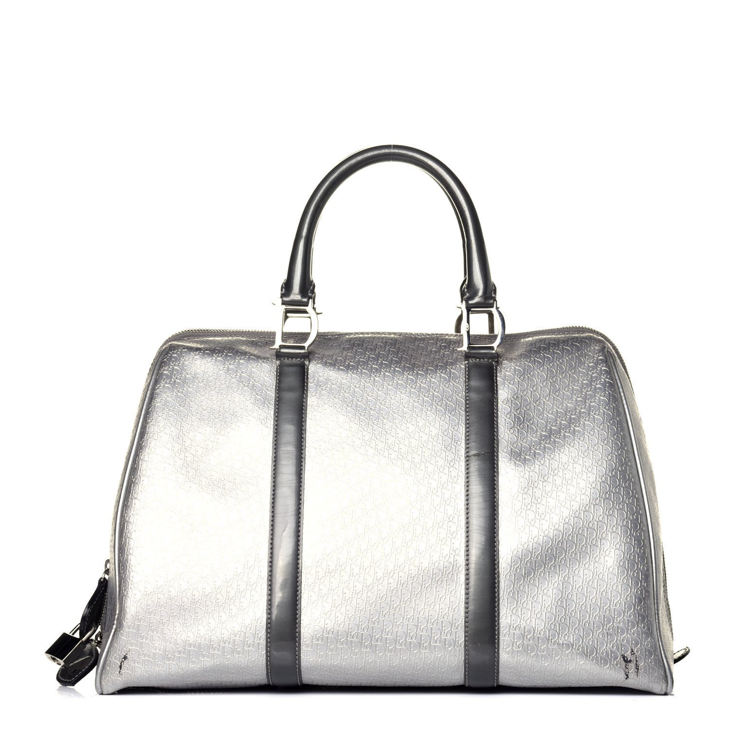 Metallic Patent Calfskin Embossed Bowler Silver