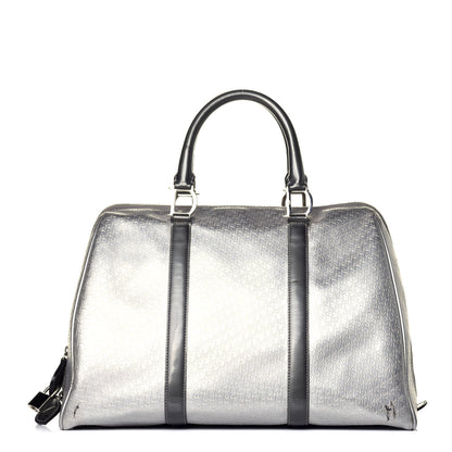 Christian Dior Metallic Patent Calfskin Embossed Bowler Silver 1 of 9