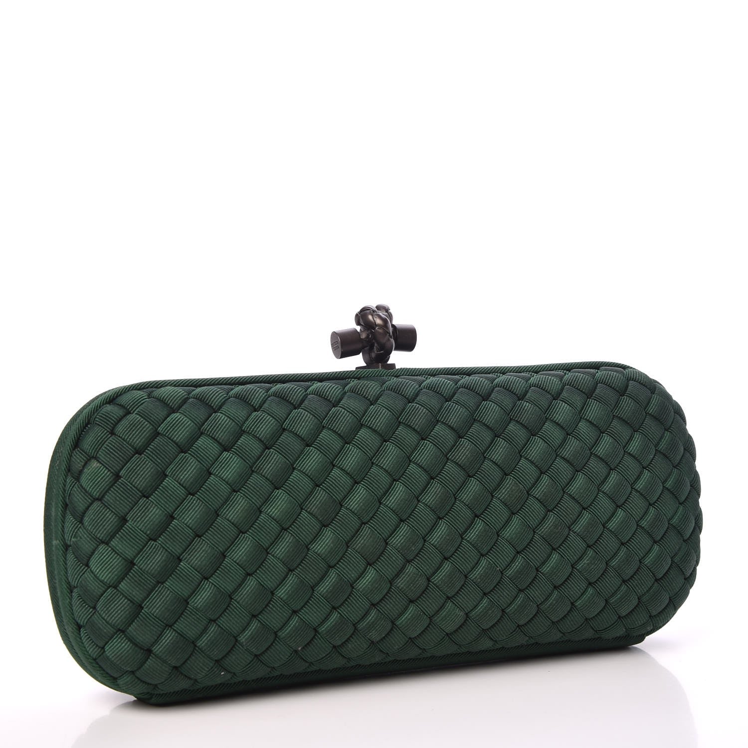 Bottega Veneta Silk Faille Intrecciato Knot Clutch Green 3 of 6