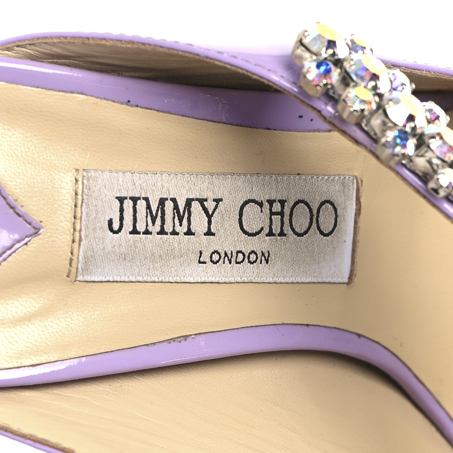Jimmy Choo Patent Crystal Bing 100 Pumps 38.5 Wisteria 8 of 8