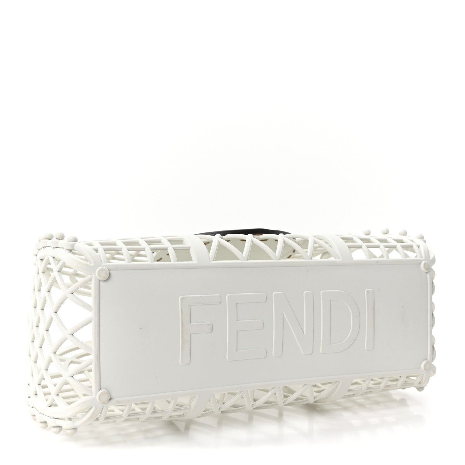 Fendi Recycled Plastic Vitello Liberty Matte Small Fendi Basket White Ice Miele 4 of 11