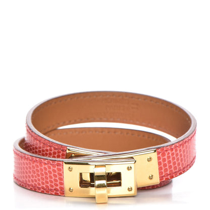 Hermes Lizard Kelly Double Tour Bracelet S Bougainvillea 1 of 8