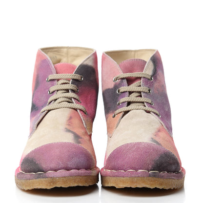 Chanel Suede Lace Up Short Boots 35.5 Pink Purple 2 of 9