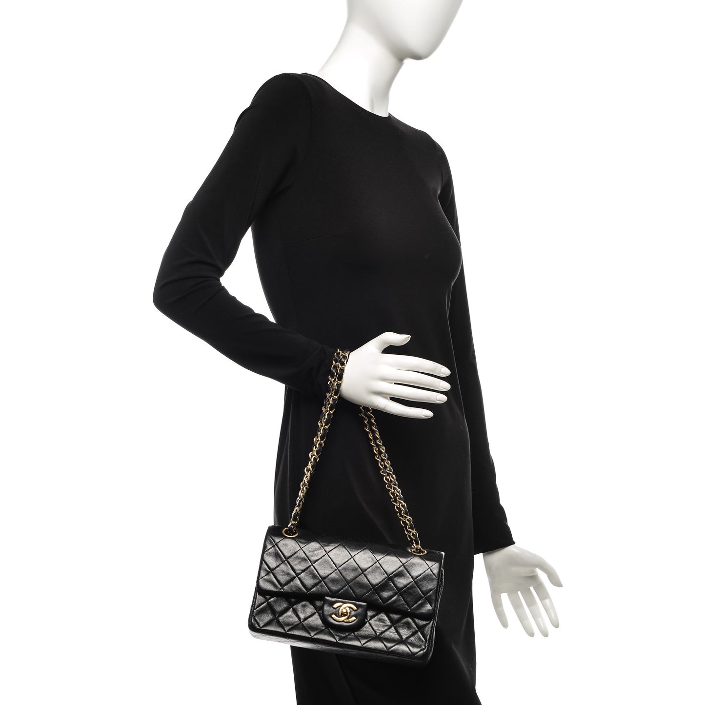 Lambskin Quilted Small Double Flap Black