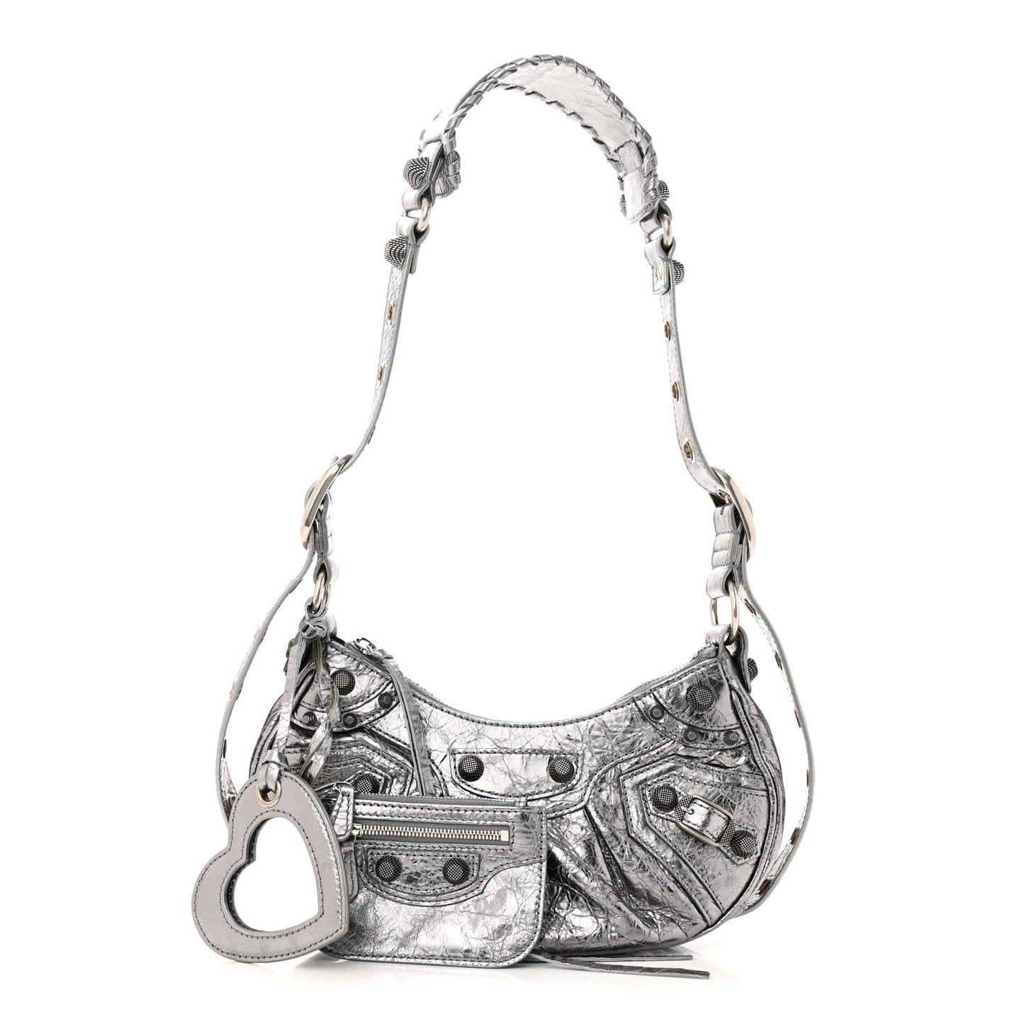 Metallic Agneau Arena Le Cagole Shoulder Bag XS Silver