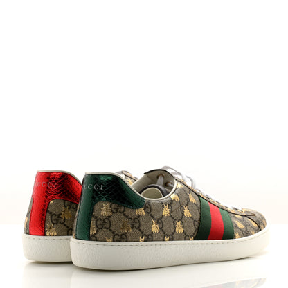 Gucci GG Supreme Monogram Bees Ayers Web Mens Ace Sneakers 11.5 Beige Oro Green Red 4 of 10