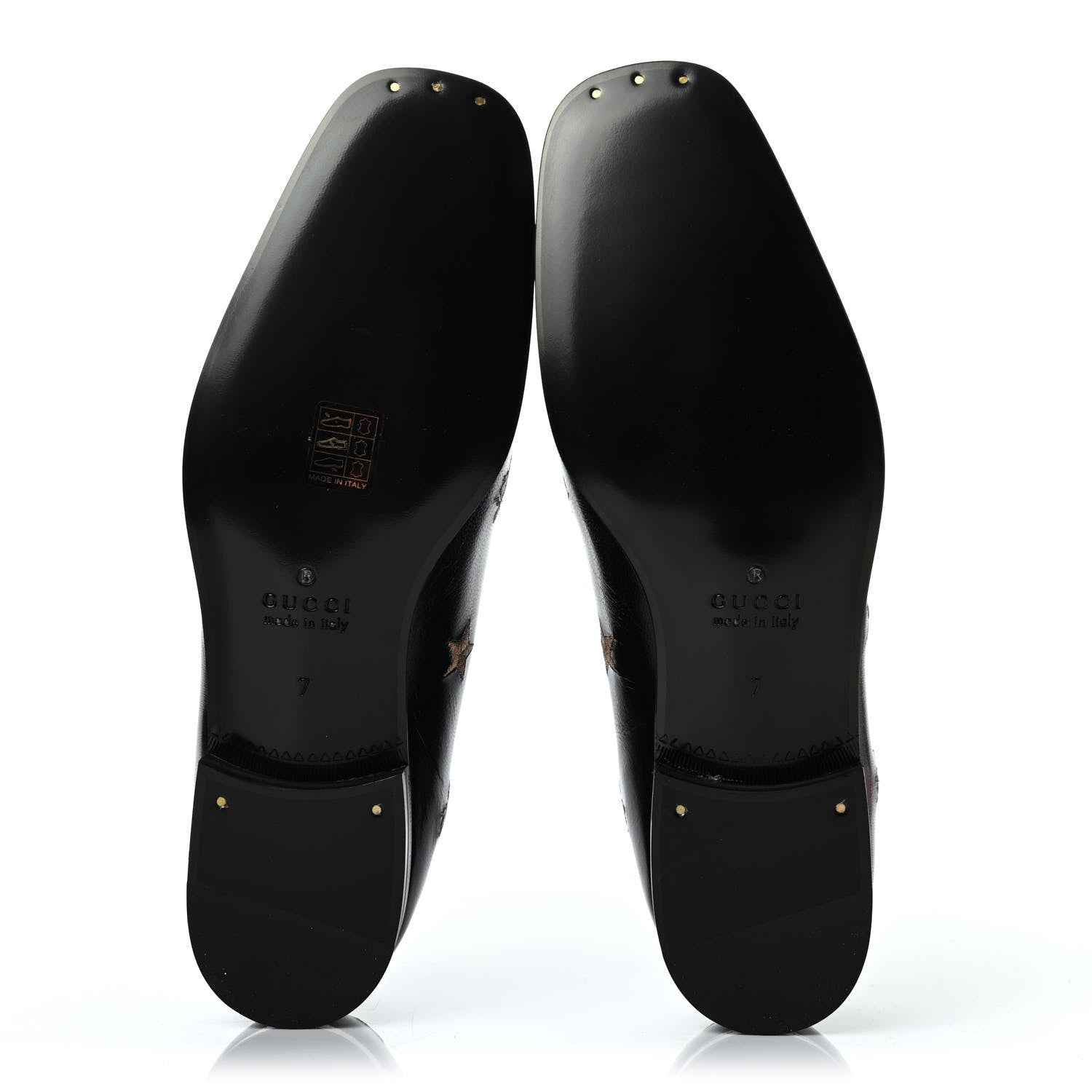 Gucci Calfskin Bee Star Embroidered Mens Slip On Loafers 7 Black 4 of 4