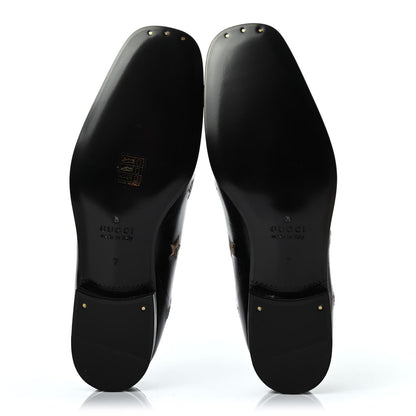 Gucci Calfskin Bee Star Embroidered Mens Slip On Loafers 7 Black 4 of 4