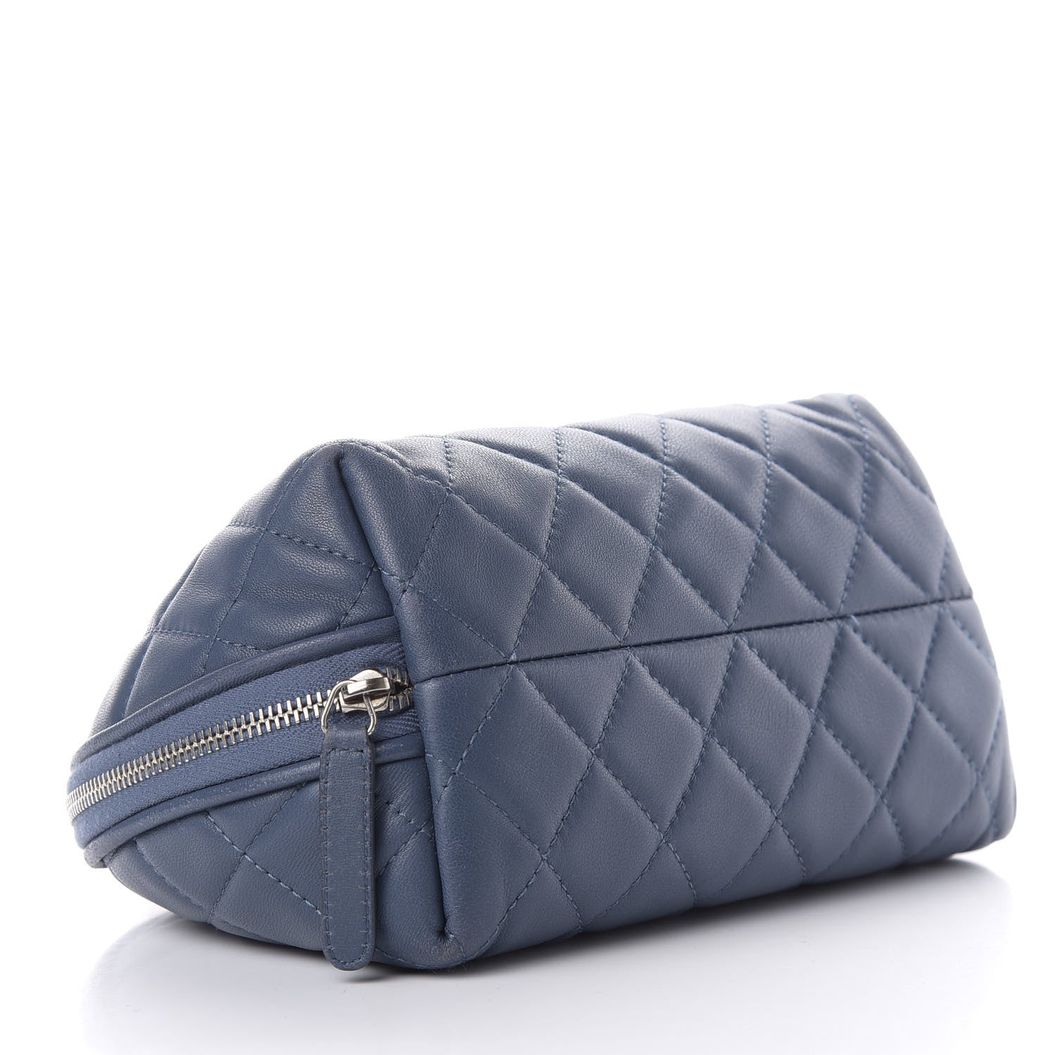 Chanel Lambskin Quilted Small Curvy Pouch Cosmetic Case Navy 4 of 9