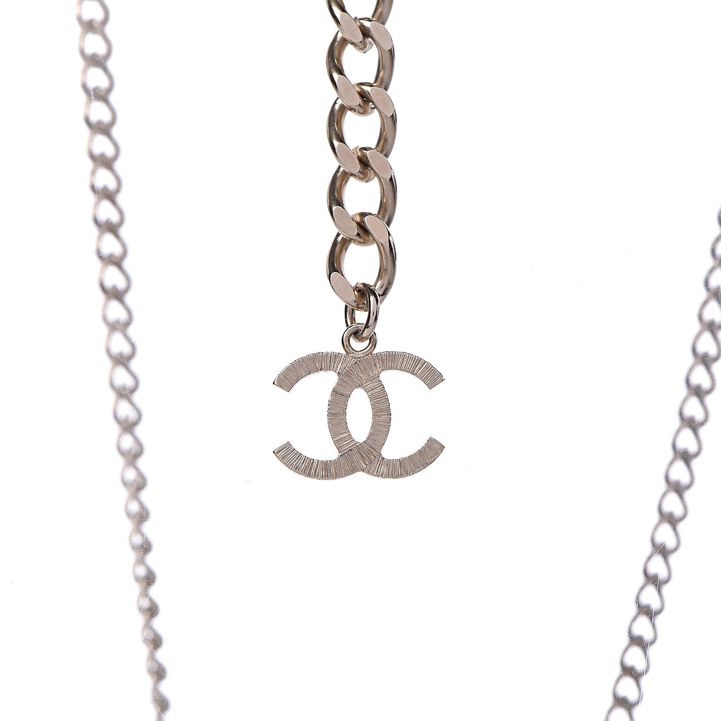 Pearl Lambskin Chain CC Flower Pendant Necklace Gold Yellow