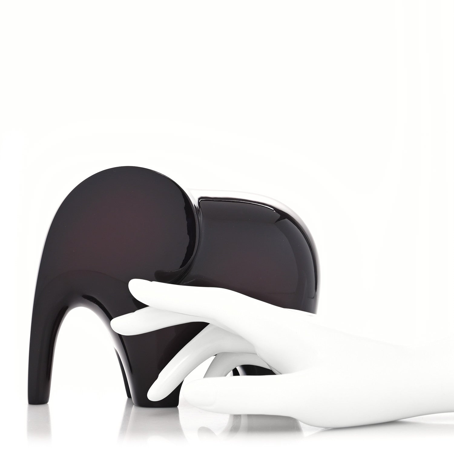 Hermes Lacquered Wood Elephant Lao Paperweight Aubergine 2 of 8