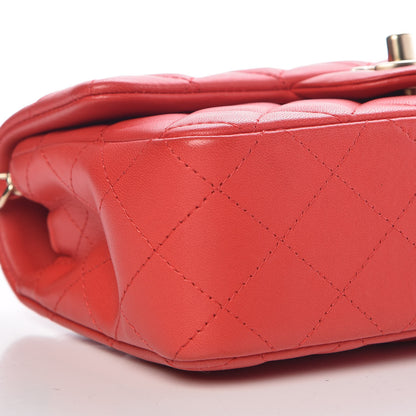 Chanel Lambskin Quilted Mini Rectangular Flap Red 10 of 12