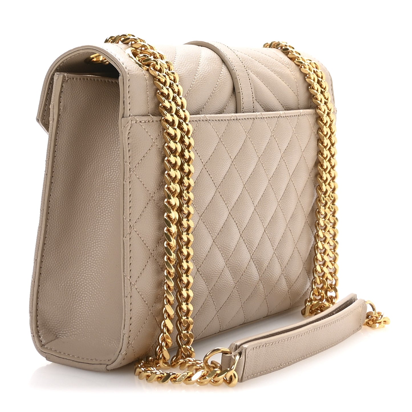 Grain De Poudre Textured Mixed Matelasse Medium Triquilt Monogram Satchel Dark Beige