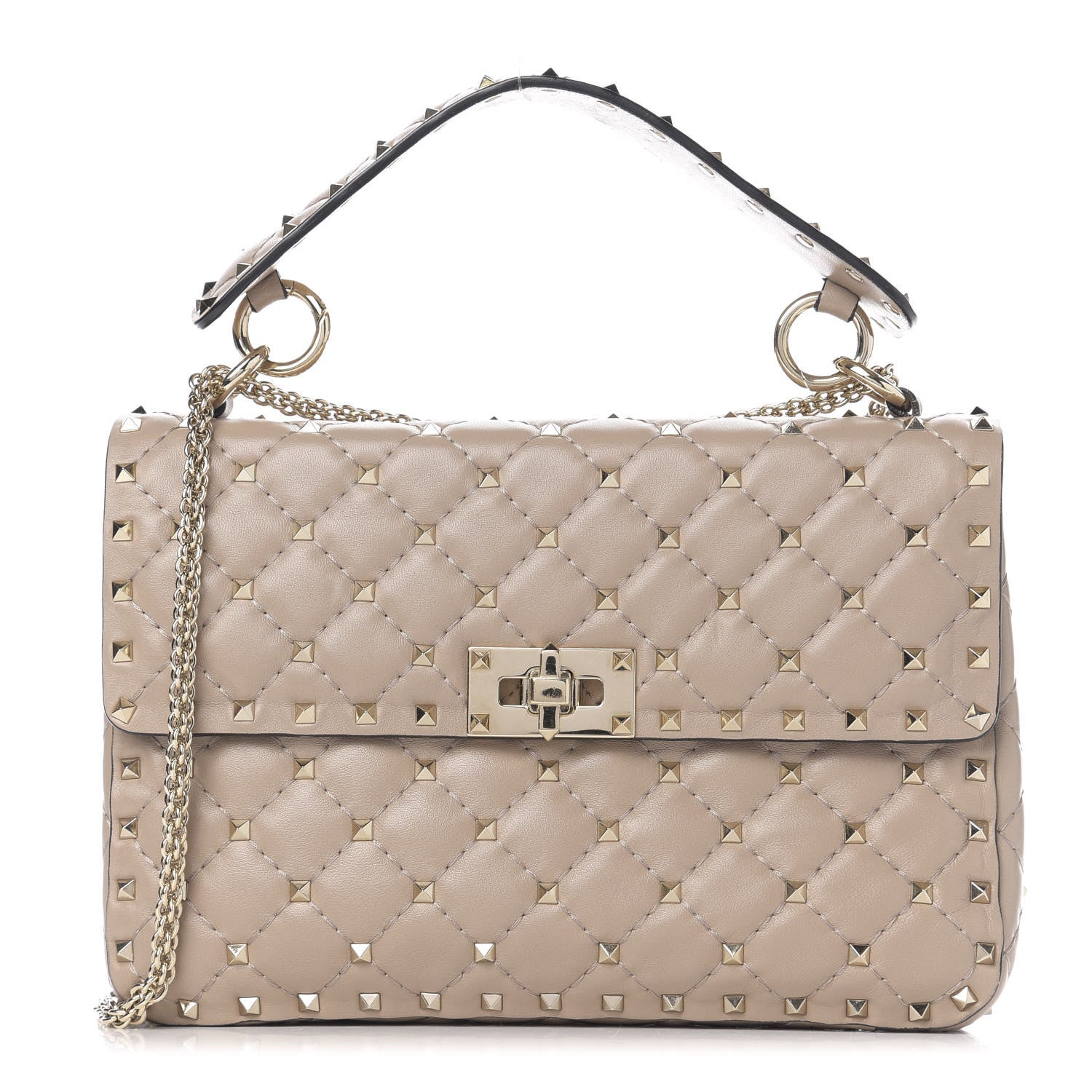Valentino Garavani Lambskin Medium Rockstud Spike Shoulder Bag Poudre 1 of 10