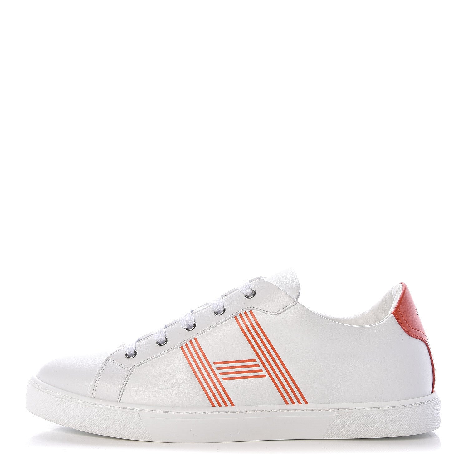 Hermes Calfskin Mens Advantage Sneakers 45 White Orange 1 of 8