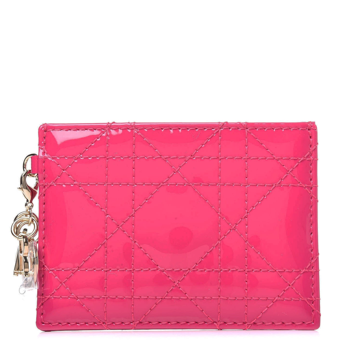 Patent Cannage Lady Dior Card Holder Magenta