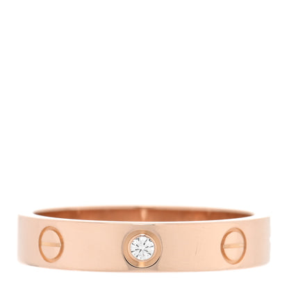 Cartier 18K Pink Gold Diamond 4mm LOVE Wedding Band Ring 56 7.5 1 of 5