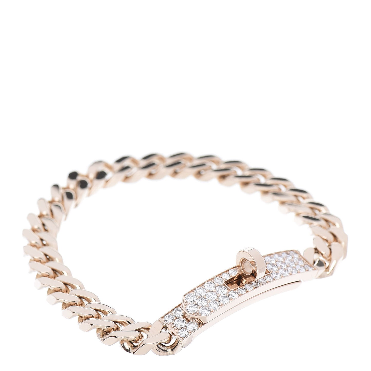 18K Rose Gold Diamond PM Kelly Gourmette Bracelet SH