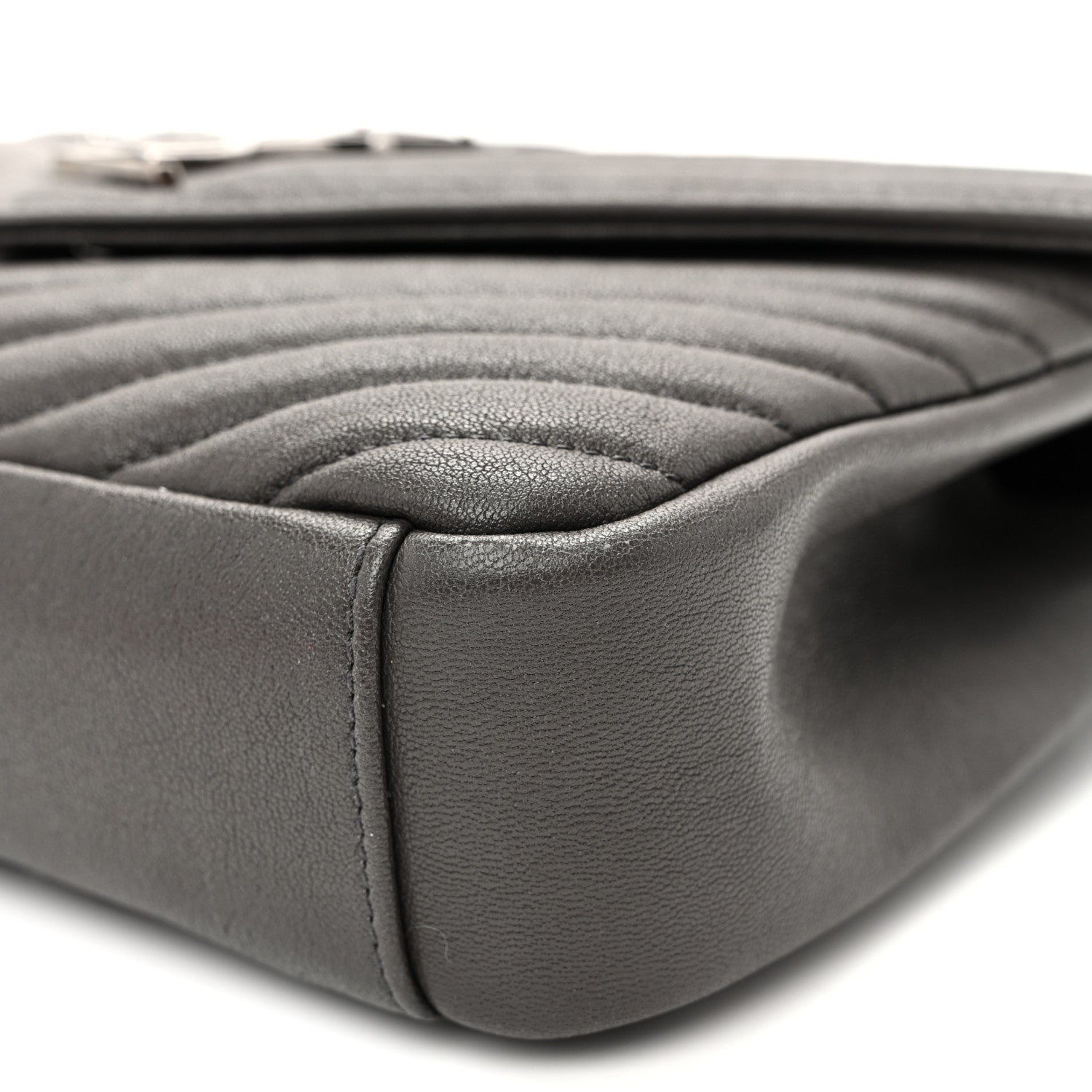 Saint Laurent Sheepskin Matelasse Chevron Monogram Medium College Bag Asphalt 9 of 9
