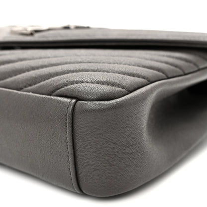 Saint Laurent Sheepskin Matelasse Chevron Monogram Medium College Bag Asphalt 9 of 9