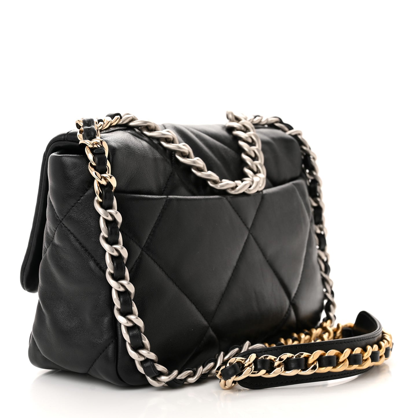 Goatskin Quilted Medium Chanel 19 Flap Black