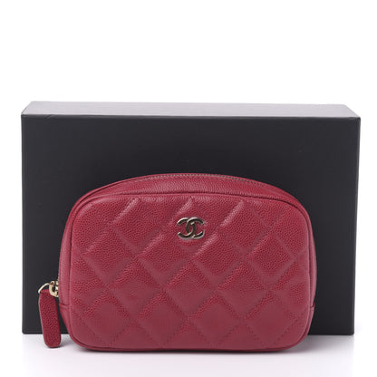 Chanel Lambskin Quilted Small Curvy Pouch Cosmetic Case Red 8 of 8