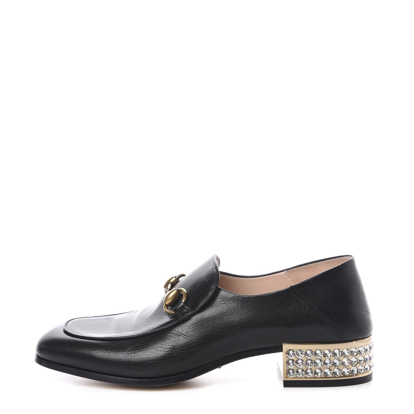 Goatskin Crystal Womens Horsebit Loafers 38 Black