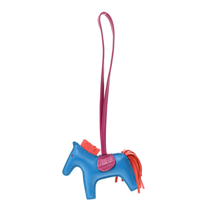 Hermes Milo Lambskin Matte Alligator Touch Grigri Rodeo Horse Bag Charm PM  Bleu France Orange Poppy Framboise 1 of 4