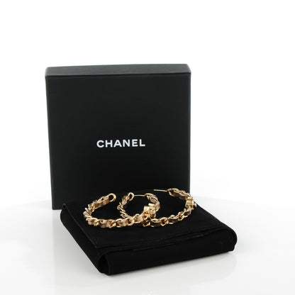 Chanel Metal Lambskin CC Turnlock Chain Hoop Earrings Matte Gold 4 of 4