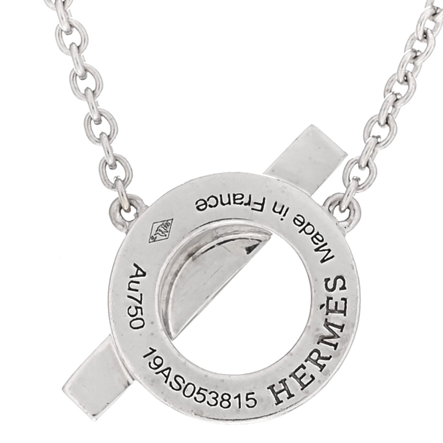 Hermes 18K White Gold Blue Sapphire Finesse Pendant Necklace 4 of 5