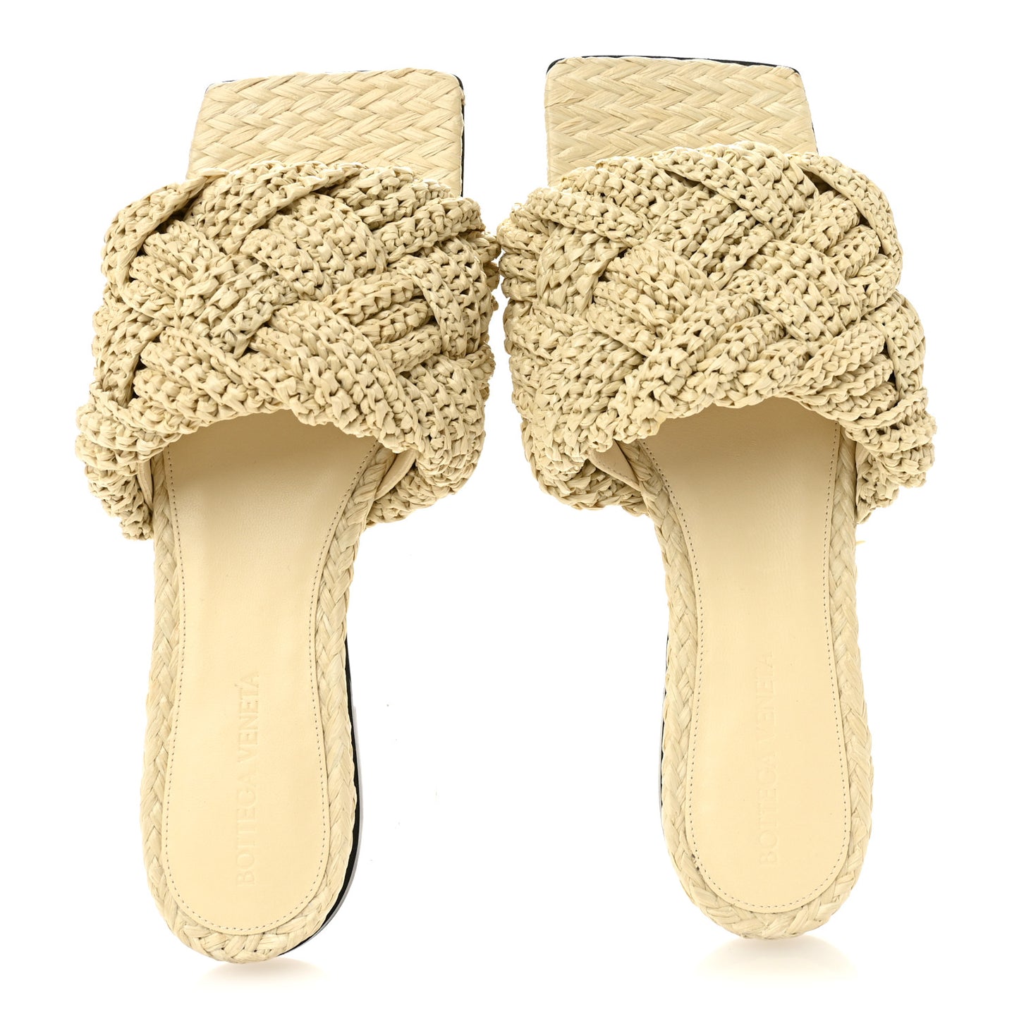 Raffia Intrecciato Lido Flat Sandals 38 White