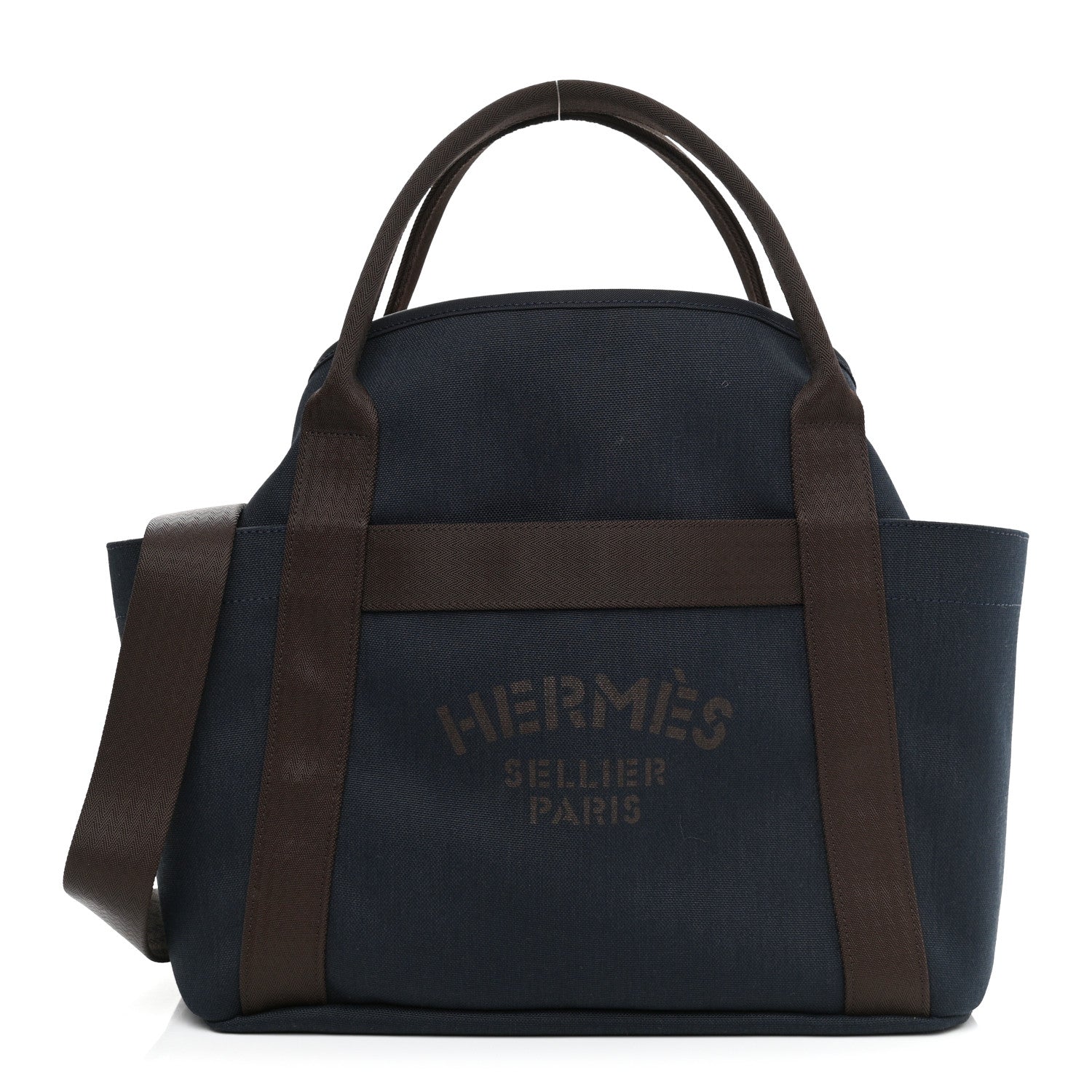 Hermes Canvas The Grooming Bag Bleu Navy Feu 3 of 12
