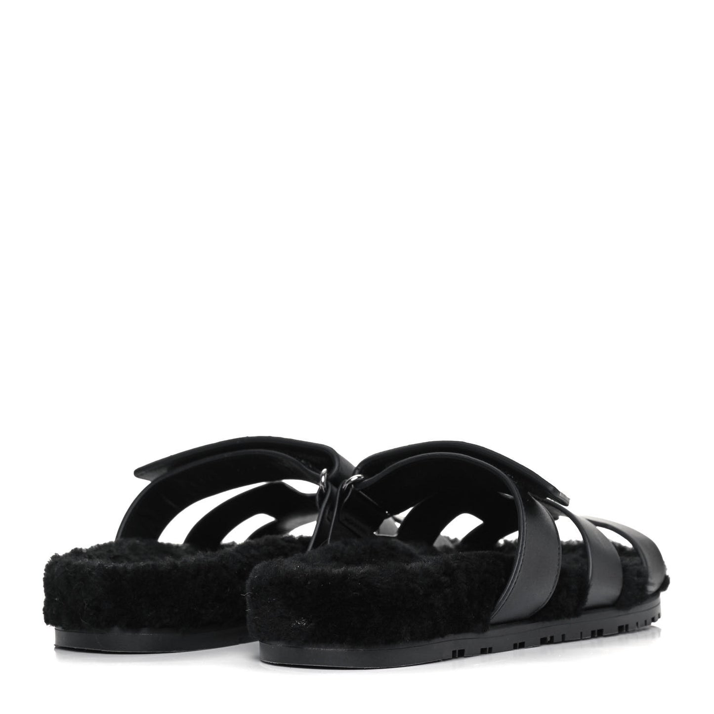 Calfskin Woolskin Womens Chypre Sandals 40 Black
