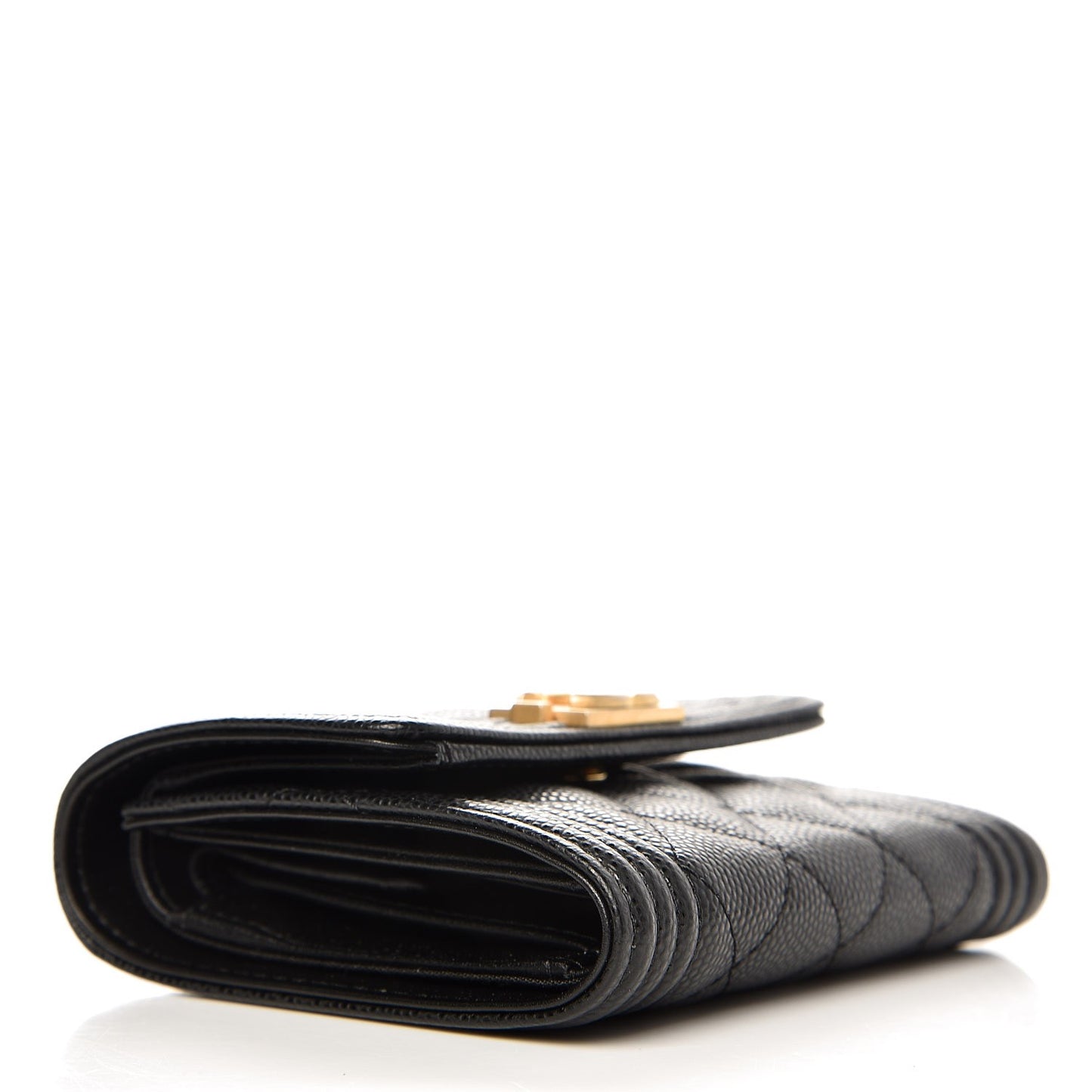 Caviar Quilted Small Boy Flap Wallet Black