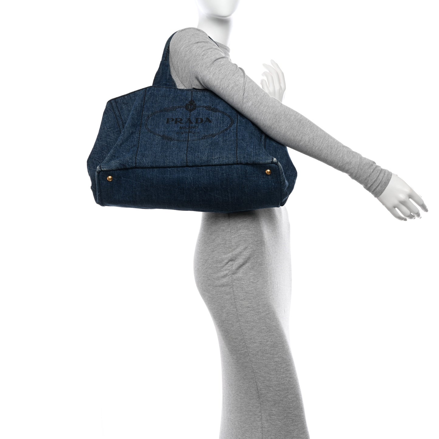 Denim Logo Tote Bleu