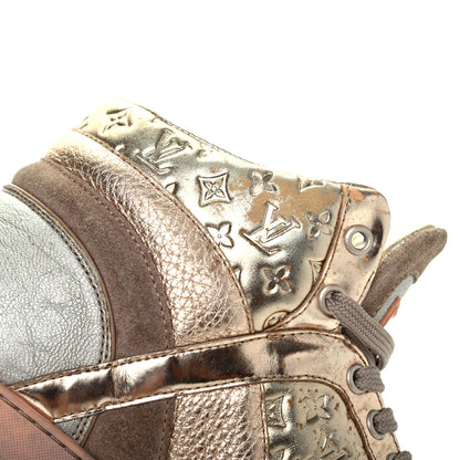 Louis Vuitton Calfskin Embossed Monogram High Top Sneakers 36 Gold 10 of 18