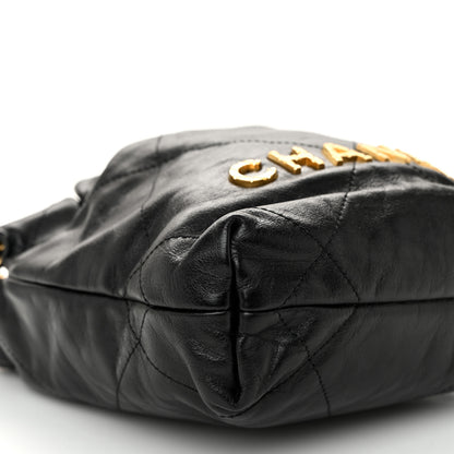 Chanel Shiny Crumpled Calfskin Quilted Pearl Mini Chanel 22 Black 9 of 10