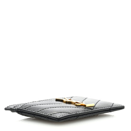 Saint Laurent Grain De Poudre Matelasse Chevron Monogram Credit Card Case Black 4 of 6